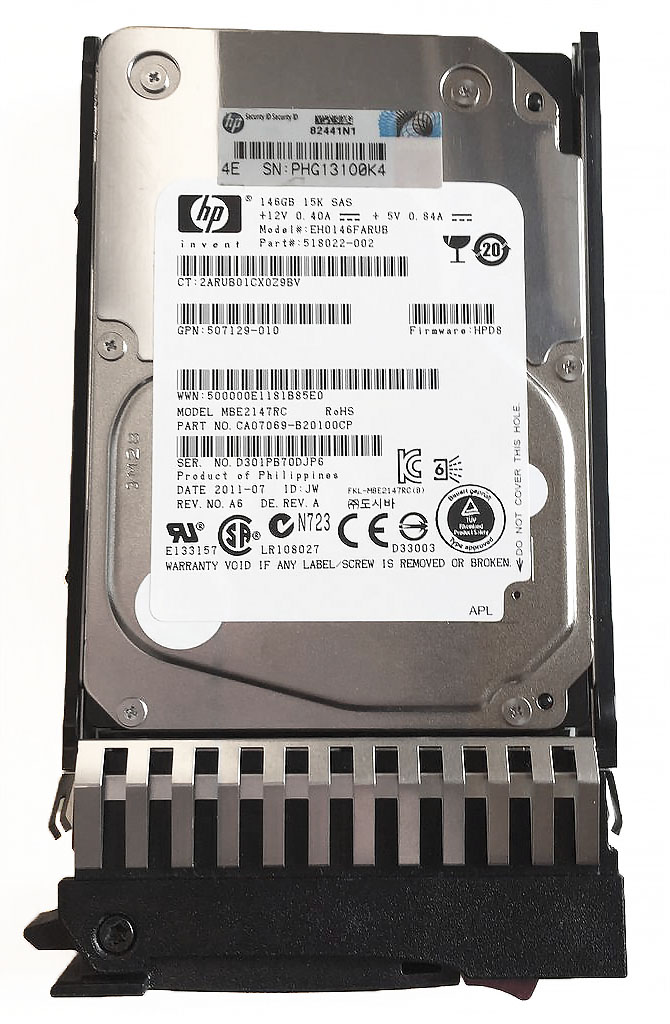惠普硬盘 HP 146GB 15k RPM 6G DP SAS 2.5" SFF HDD