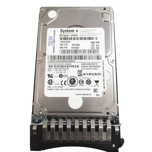 [49Y2007/49Y2004/49Y2003] IBM X3500/3550/3650 600GB 10K RPM SAS 2.5" SFF Slim Hot-Swap HDD