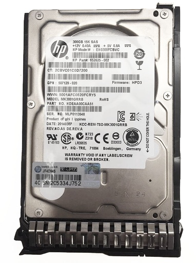 [652625-002/507129-020] 惠普硬盘 HP 300GB 6G 15K 2.5” SAS SC HDD