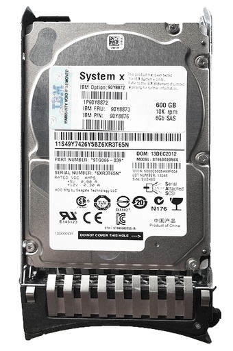 [90Y8873/90Y8872/90Y8876] IBM 600GB 10K 6GBPS SAS Hot Swap HDD     