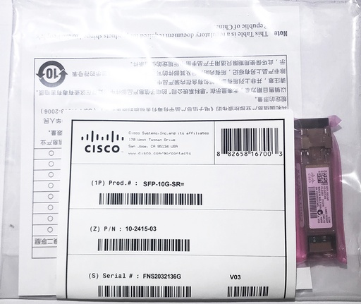[SFP-10G-SR/10-2415-03] Cisco 10GBASE-SR SFP Module