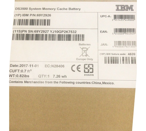 [69Y2927/69Y2926] IBM Backup Battery for DS3500 DS3512 DS3524 DS3700