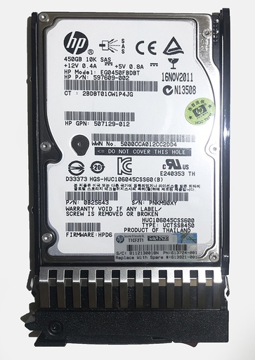 [613921-001/613724-001/507129-012] HP M6625 450GB 6G SAS 10K 2.5” HDD 